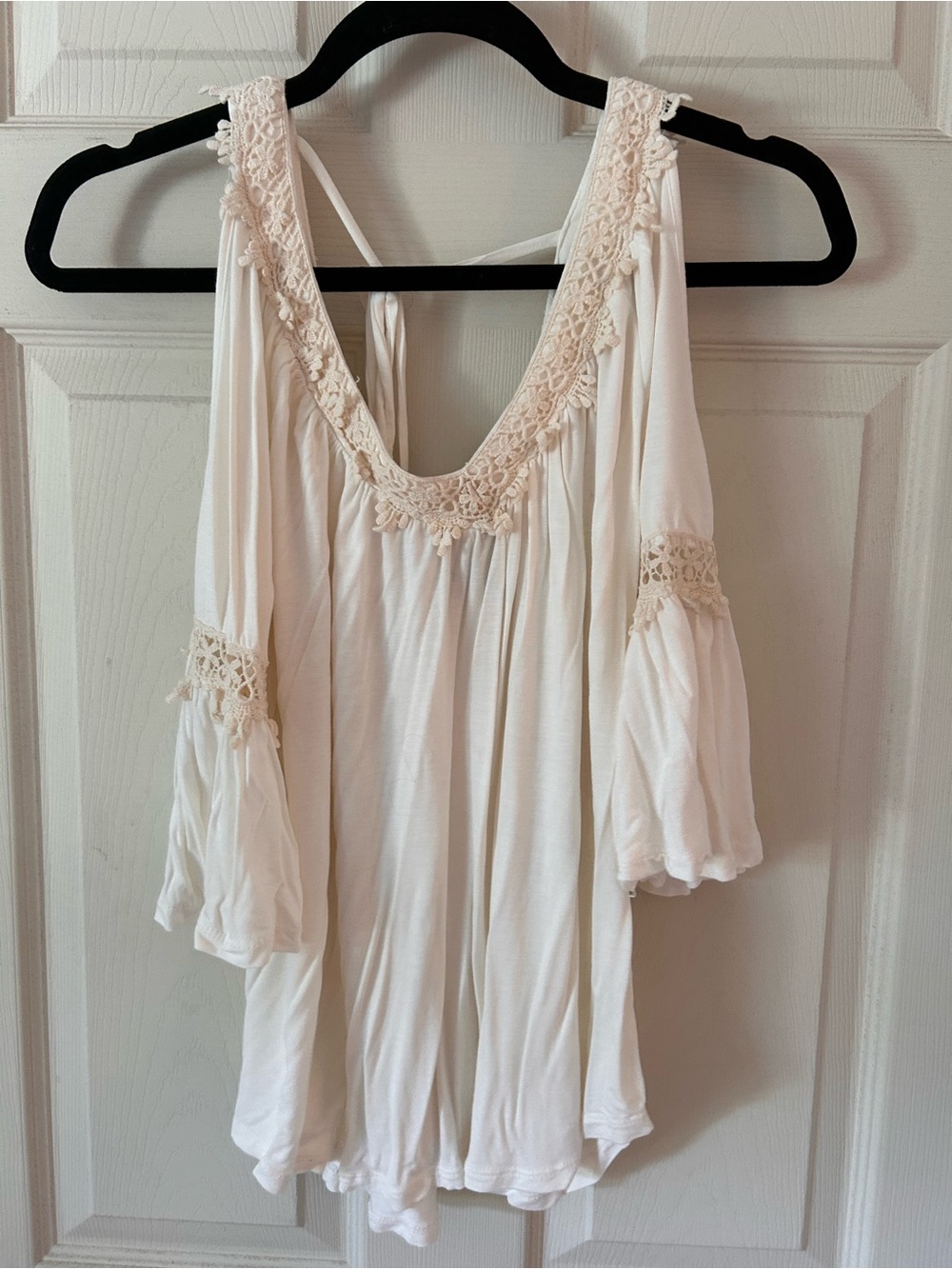Women’s Cream Crochet-Trim Peasant Tunic